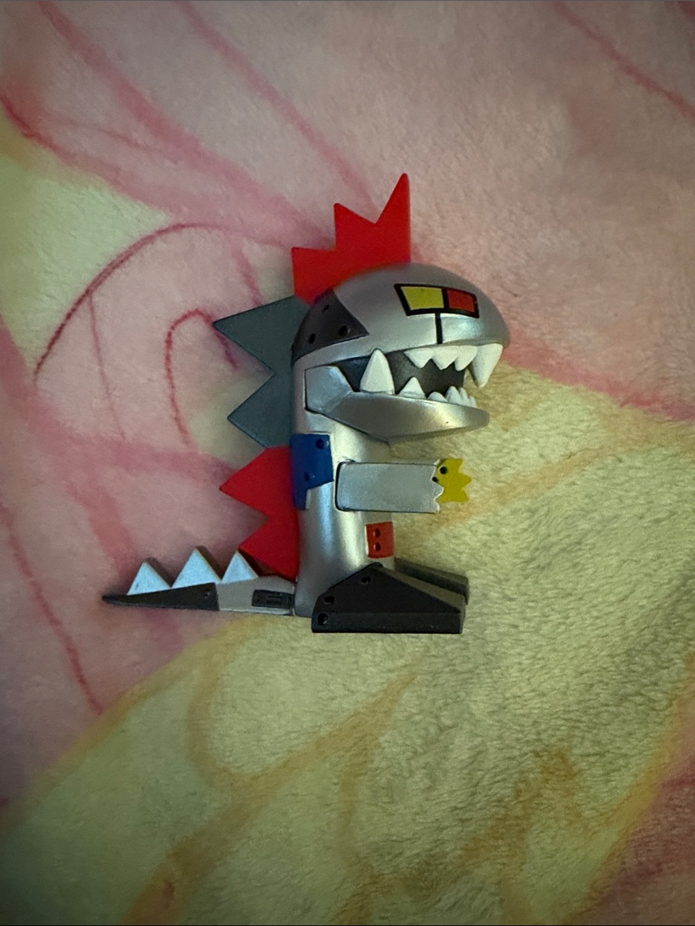 tokidoki Silver Robo-Dino with Red Spikes and Multicolor Accents